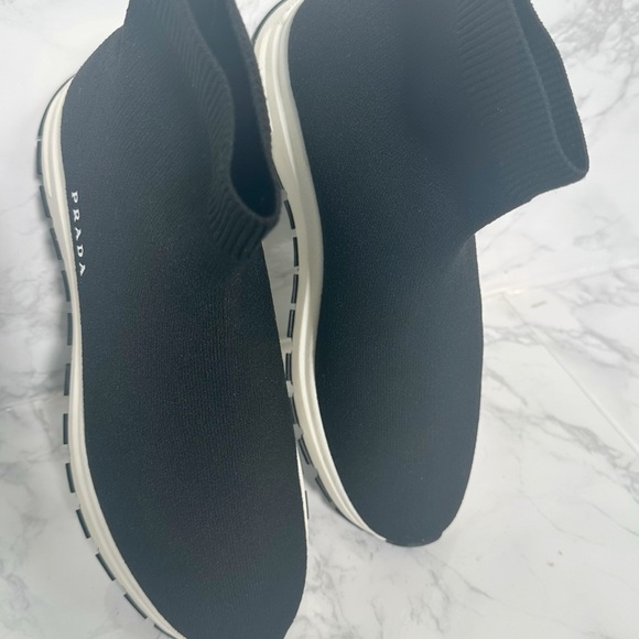 Prada Black Knit High-Top Sneakers - Picture 15 of 16